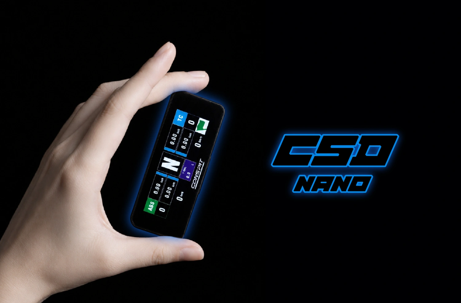 Compact Conspit CSD Nano display shown in a hand